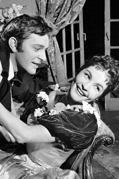 Photo of Richard Burton and Yvonne Furneaux from the 1958 Dupont Show of the Month presentation of Wuthering Heights