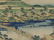 Katsushika Hokusai, View of Togetsu bridge at Arashiyama in Yamashiro, ca. 1834. Courtesy of The Nelson-Atkins Museum