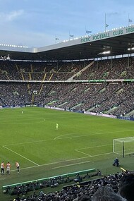 Glasgow, Scozia. Il Celtic Park poco prima dell'inizio di un derby dell'Old Firm tra Celtics e Rangers