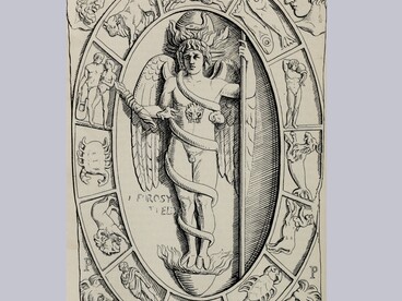 Rappresentazione di Eros-Phanes primordiale e la sua nascita dall'uovo del mondo