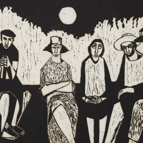 Samella Lewis, Migrants (detail), c. 1967. Courtesy of Louis Stern Fine Arts
