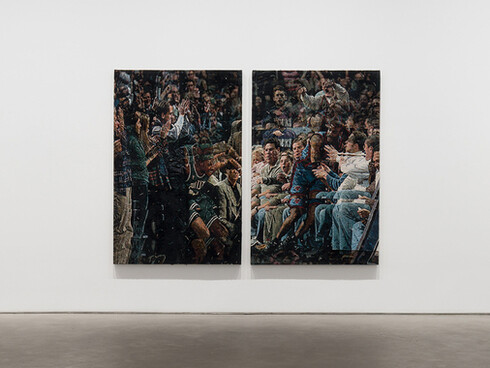 Noel W Anderson, Courtside sermon, exhibition view. Courtesy of Harper’s Chelsea 512