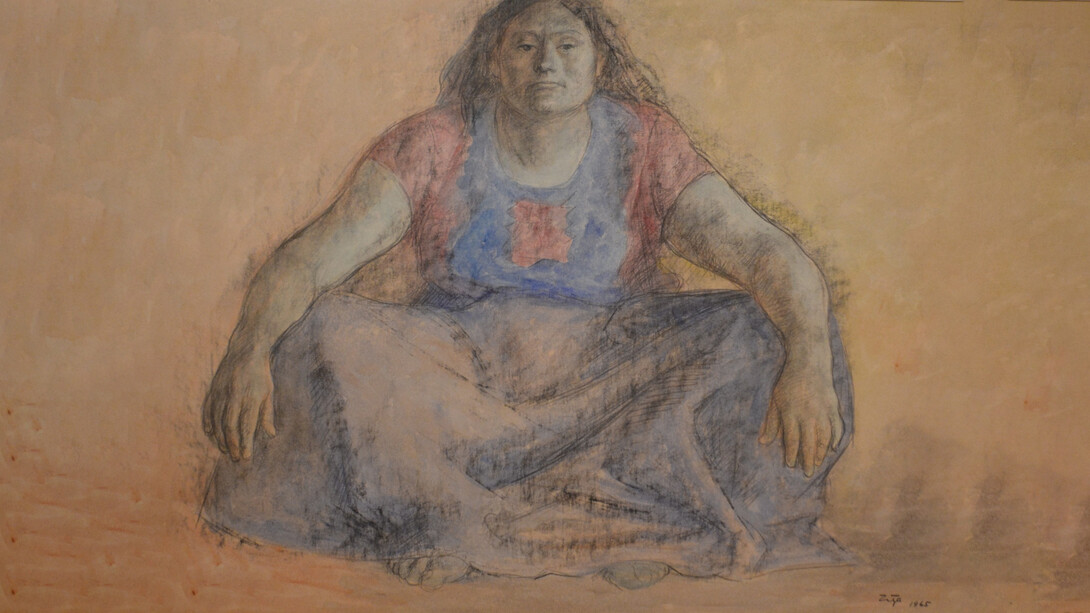 Francisco Zúñiga, Juchiteca (1965). Dibujo a crayón con acuarela. Col. Castro Guardia