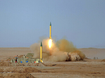 The Shahab-1 is an Iranian short-range ballistic missile (SRBM) derived from the Soviet Scud-B, with an estimated range of about 300 km. The Shahab-1 missile was displayed during the Great Prophet military exercise