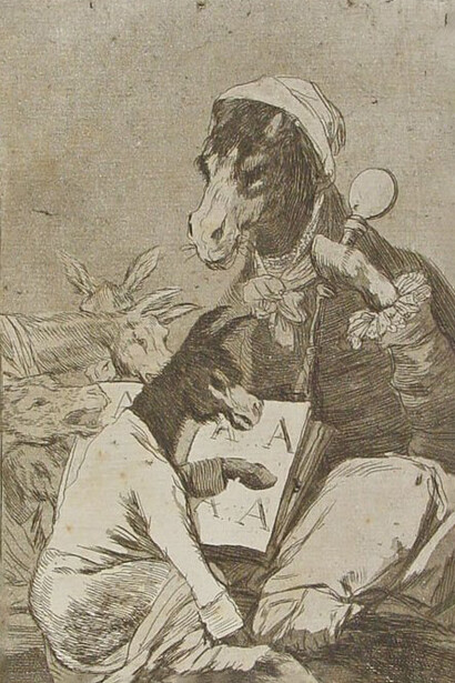 Francisco de Goya, Capricho N°37: ¿Si sabrá más el discípulo?, serie Los Caprichos (1799)
