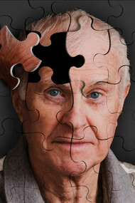 Representación gráfica de un hombre mayor con Alzheimer