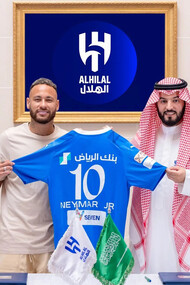 Neymar assina contrato com Club Al-Hilal, da Arábia Saudita. Imagem divulgada oficialmente pelo Al Hilal Club Media Officer