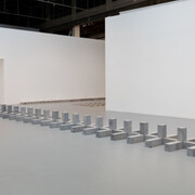 Carl Andre, Exhibition view. Courtesy of Moca