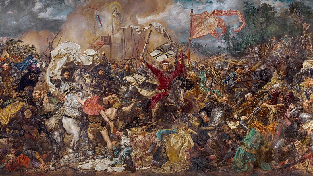 La cultura della guerra nasce da paure, interessi economici e strategie di potere. Jan Matejko, Battaglia di  Grunwald, 1878, dettaglio, National Museum, Varsavia, Polonia