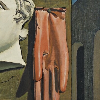 Giorgio De Chirico, "Canto d’amore", 1914, dettaglio guanto. Museum of Modern Art, New York, USA