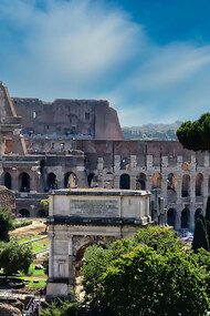 The Colosseum and Arch of Titus in Rome, Italy