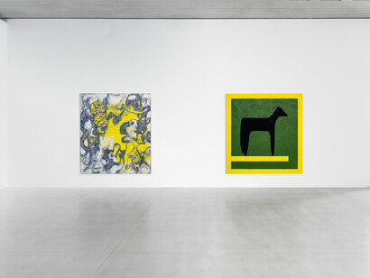 Charline von Heyl, exhibition view. Courtesy of Xavier Hufkens Gallery