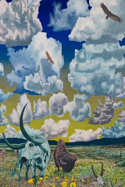 Aaron Morse, Cloud world (Western creatures) (detail), 2025. Courtesy of Philip Martin Gallery 