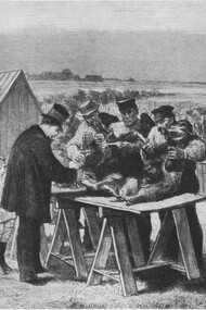 Dibujo que ilustra el famoso episodio de Pasteur en Pouilly-le-Fort