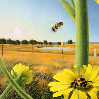 Karl Hartman, Bees and pond, 2019. Courtesy of Garvey|Simon