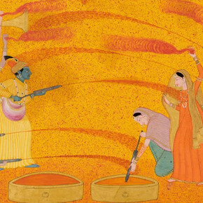 Krishna celebrates Holi (detail), c. 1770. Courtesy of Cleveland Museum of Art