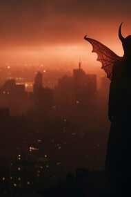 The devil's silluette with a dark background