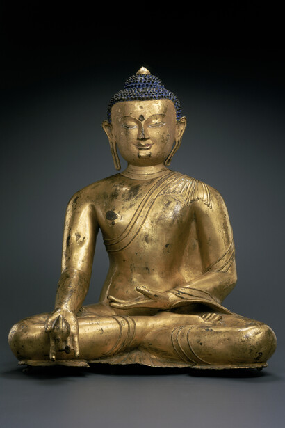 Bhaiṣajyaguru, Central Tibet; 14th or 15th century, Gilded and painted copper, Pritzker Collection