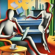 Mark Kostabi, Eugenius, 2013, olio su tela, 50 x 60 cm