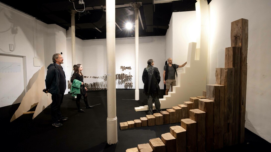 Julij Borštnik, Sketches, exhibition view. Courtesy of KUD Mreža. Photo by Nada Žgank