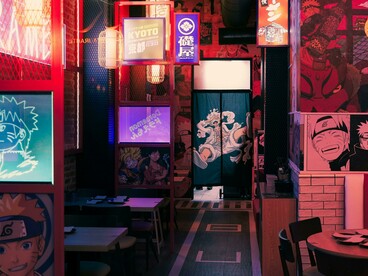 A manga café lined with titles portraying characters, showing the demand for emotionally heavy plots