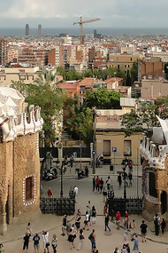 Houses in Park Güell designed by Antoni Gaudi, Barcelona, Spain