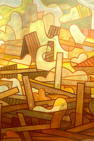 Conflagration, acrylic on canvas, 150  x 120 cm, Mark Weighton, 2025