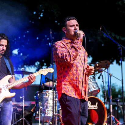 Andrea Casale in un evento live, foto di @superbalduz