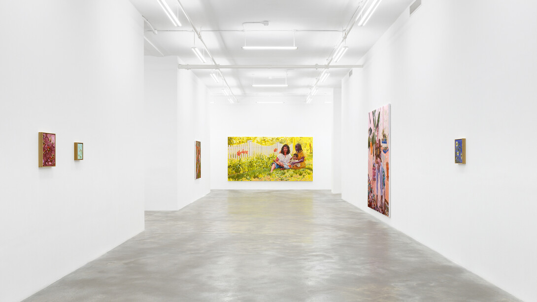 Jordan Casteel, Covering the holes in our walls with sunflowers, exhibition view. Courtesy of Casey Kaplan Gallery