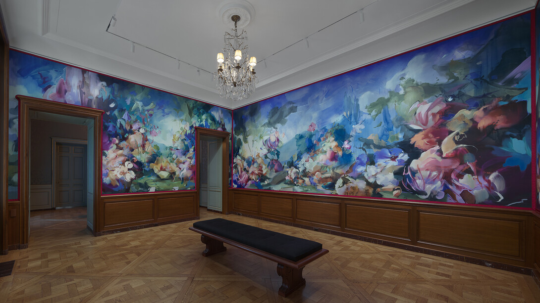 Flora Yukhnovich's four seasons, exhibition view. Courtesy of the Frick Collection