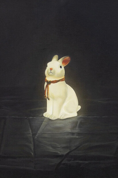 Grégory Derenne, Le lapin blanc (détail), 2025. Avec l'aimable autorisation de la Galerie Backslash