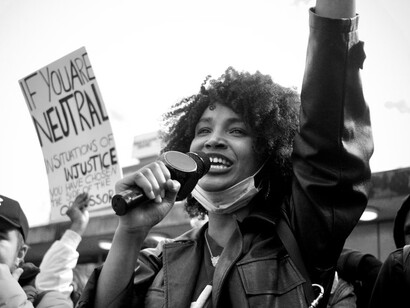 In 2020, despite lockdown restrictions, the people of Manchester join the global Black Lives Matter protests, advocating for human rights in the UK