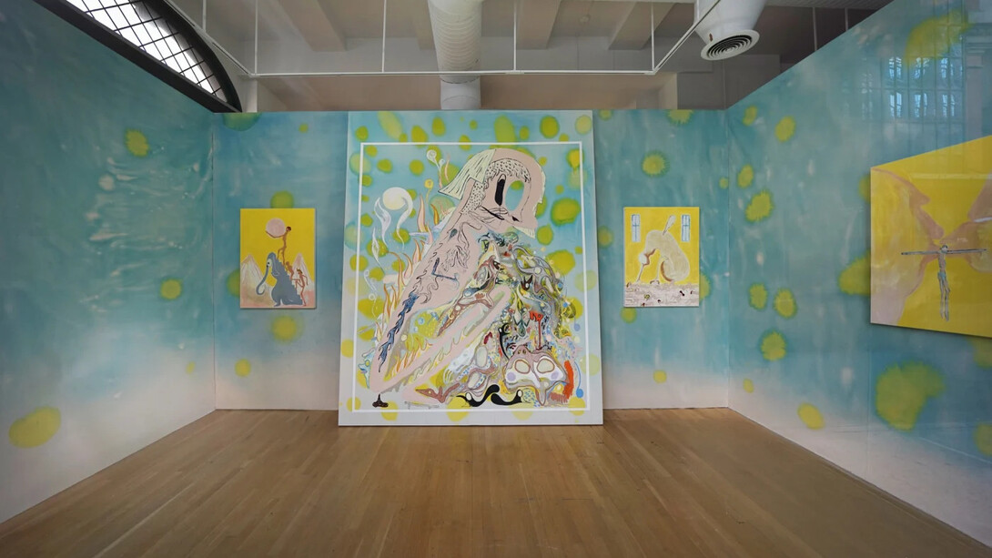 Florian Meisenberg, Reading the Bible at the beach, exhibition view. Courtesy of Anton Kern Gallery