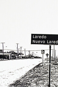 Ethel Shipton, Los Dos Laredos, screen print on strathmore cotton paper, 15 x 22"