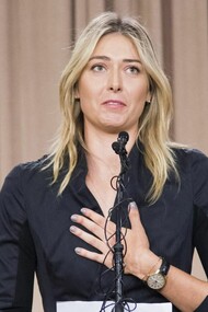 María Sharapova en la conferencia de prensa en que explicaba su positivo en un control antidopaje 