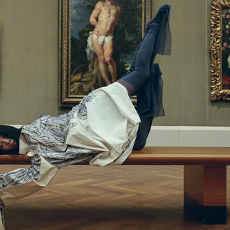 Photoshoot for the Berliner Salons at the Gemäldegalerie in 2025, designed by Alexander Gigl. Courtesy of Gemäldegalerie