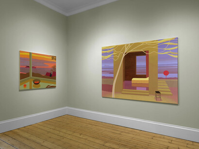 Alfie Caine, Rivers and rooftops, vista della mostra. Cortesia della Galleria Massimo De Carlo