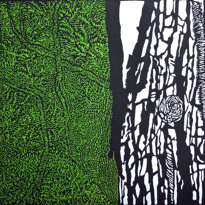 Paula Pohli, Still LifeTree linocut