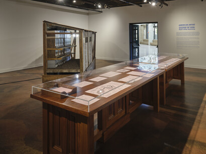 American Artist, Shaper of God: apple valley autonomy, exhibition view. Courtesy of CAAM