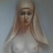 Luca Battiston, Trasformazione, 2013, carta vetrata e pigmenti su tavola, 75 x 60 cm