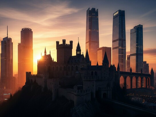 High technology, old hierarchies: contemporary power structures echo feudal forms beneath a digital surface