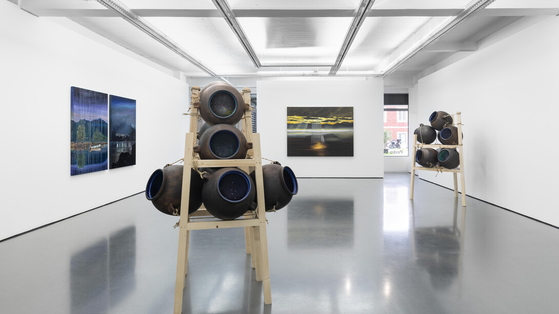 Manuel Chavajay, Rupeequul kaajuleew / Vientre de los cosmos (the womb of the cosmos), exhibition view. Courtesy of Pedro Cera. Photo by Bruno Lopes