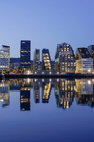 Bjørvika Barcode is made up of twelve tall, narrow, high-rise structures that vary in width and height and represents a modern and innovative architectural concept in Oslo, Norway