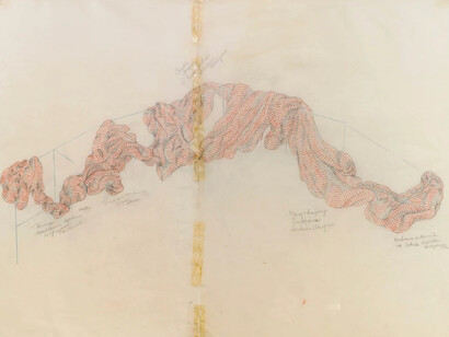 Rosemary Mayer, Fabric for portae (Red) (detail), 1974. Courtesy of Susan Inglett Gallery