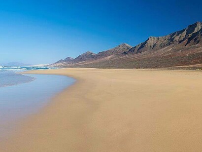 Fuerteventura, Isole Canarie, panorama della spiaggia di Cofete sulla penisola di Jandia, Spagna