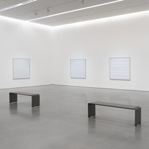 Agnes Martin, Innocent love, exhibition view. Courtesy of Pace Gallery