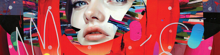 Erik Jones, PS36, 91x91cm. Color pencil, Water-Soluble Wax Pastel, Acrylic, Adhesive White Vinyl on Rives bfk paper mounted to panel