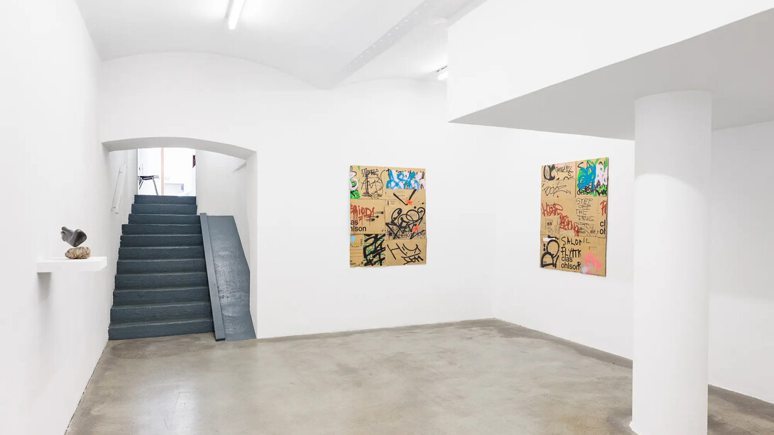 Various artists, exhibition view, curated by Tessa Praun: And tell us how to save us from ourselves, Galerie Martin Janda, 2025