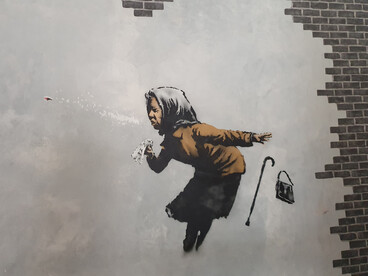 Aachoo!!, a 2020 Banksy mural on Vale Street in Bristol, UK