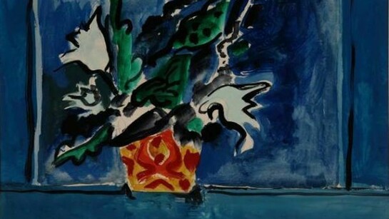 Donald Hamilton Fraser, Blue Still Life, Pencil, Gouache and Oil, image: 373mm x 310mm